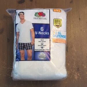 Fruit of the Loom Men's White V-Neck T-Shirts